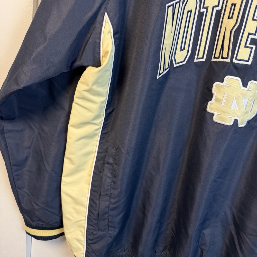 Colosseum Notre Dame Wind Breaker Jacket Plus Size 2XL Pull Over Zipper Navy Tan - Picture 3 of 16
